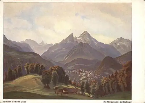 Berchtesgaden Kuenstlerkarte Watzmann Christian Gottfried Sirich Kat. Berchtesgaden