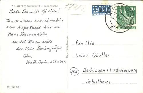 Villingen-Schwenningen Tannenhoehe / Villingen-Schwenningen /Schwarzwald-Baar-Kreis LKR