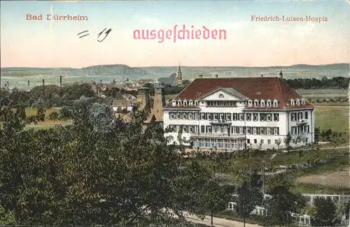 Bad Duerrheim Friedrich Luisen Hospital Stempel auf AK Kat. Bad Duerrheim