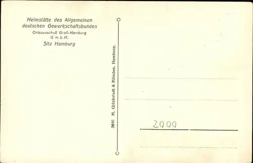 Hamburg Heimstaette des Allg. deutschen Gewerkschaftsbund Kat. Hamburg