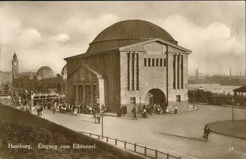 Hamburg Elbtunnel Eingang Kat. Hamburg