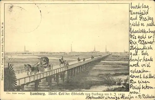 Hamburg Elbbruecke Harburg um 1820 Kat. Hamburg