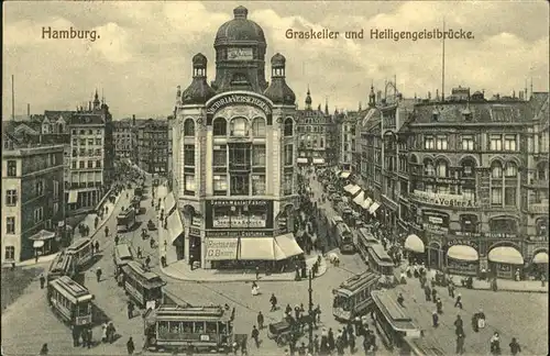 Hamburg Graskeller Heiligengeistbruecke Strassenbahn Kat. Hamburg