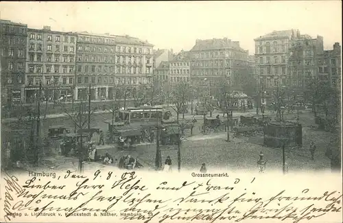 Hamburg Grossneumarkt Strassenbahn Kat. Hamburg