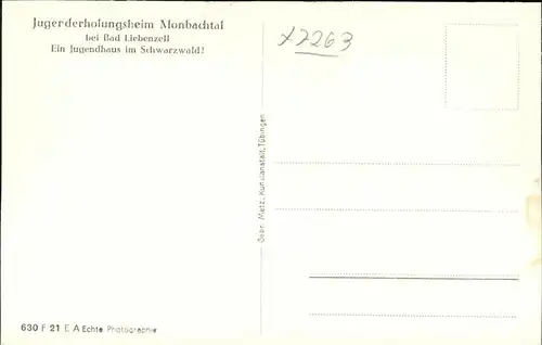 Bad Liebenzell Jugenderholungsheim Monbachtal Kat. Bad Liebenzell