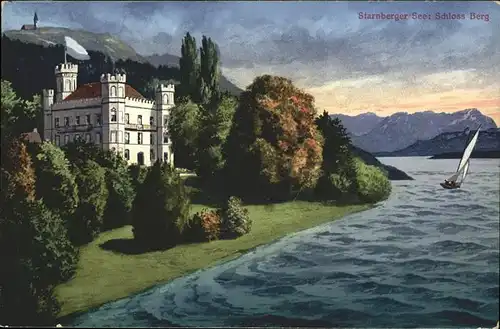 Starnberg Starnbergersee Schloss Berg Segelboot Kat. Starnberg