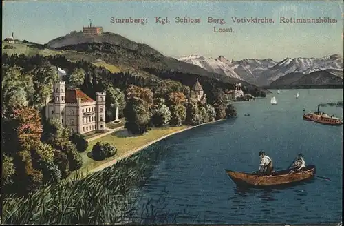 Starnberg Schloss Berg Votiv Kirche Rottmannshoehe Boot Kat. Starnberg