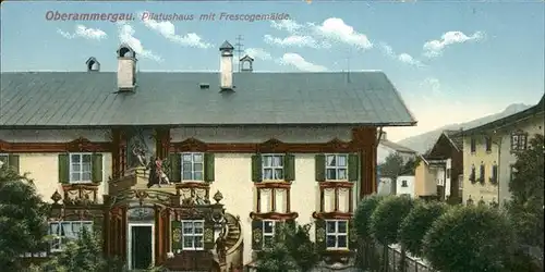 Oberammergau Pilatushaus Frescogemaelde Kat. Oberammergau