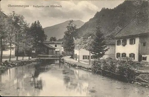 Oberammergau Muehlbach Bruecke Kat. Oberammergau