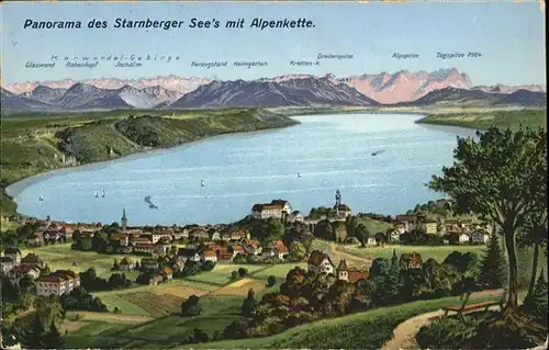 Starnberg Starnberger See Alpenkette Zugspitze Jochalm Kat. Starnberg