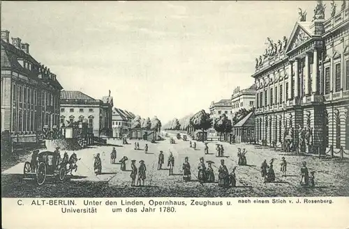 Berlin Alt-Berlin UNter den Linden Zeughaus Universitaet um 1780 Kat. Berlin