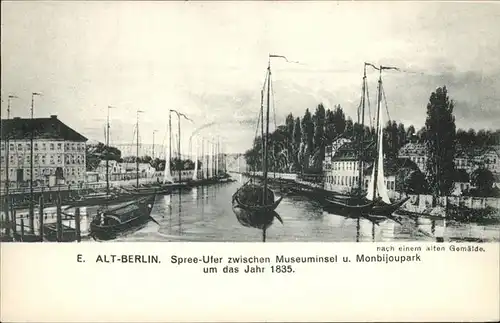 Berlin Alt-Berlin Spree-Ufer um 1835 Boote Kat. Berlin
