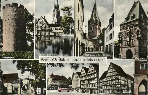 Soest Arnsberg mittelalterliches Herz, Rathausstrasse, Dom, Kattenturm / Soest /Soest LKR