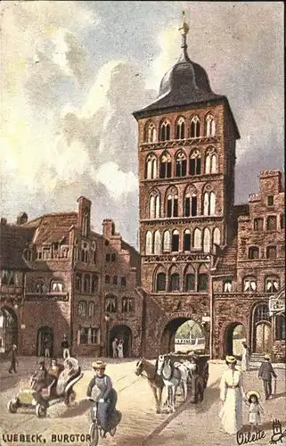 Luebeck Burgtor Pferdekutsche Kat. Luebeck