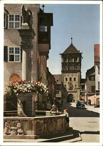 Wangen Allgaeu Paradiesstrasse Brunnen St Martinstor Kat. Wangen im Allgaeu