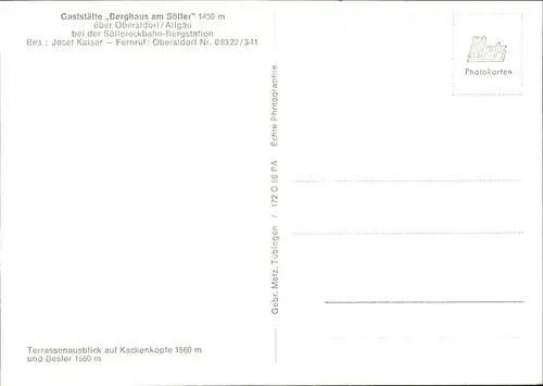 Oberstdorf Gaststaette Berghaus am Soeller Kat. Oberstdorf