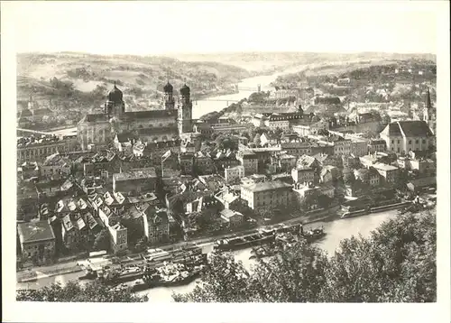 Passau Donau Kirche Dampfschiffe Kat. Passau