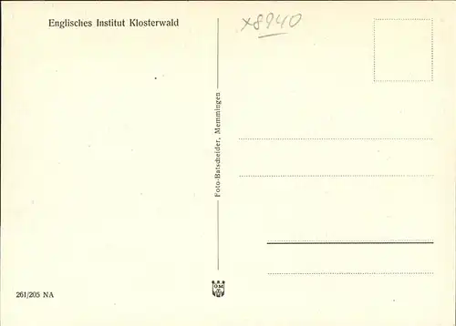 Memmingen Englisches Institut Klosterwald Kat. Memmingen