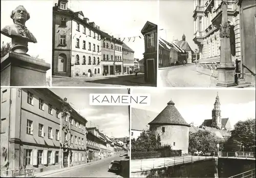 Kamenz Lessingbueste Postsaeule Bautzener Strasse Kat. Kamenz
