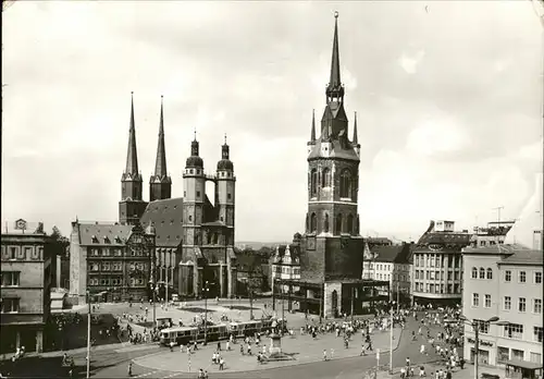 Halle Saale Marktplatz Strassenbahn Kat. Halle