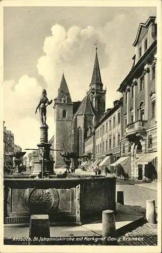 wz33503 Ansbach Mittelfranken St. Johanniskirche, Markgraf Georg Brunnen Kategorie. Ansbach Alte Ansichtskarten