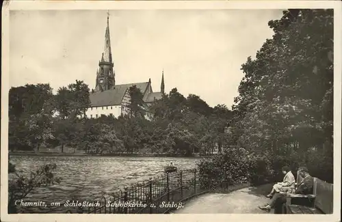 Chemnitz Schlossteich Schlosskirche Kat. Chemnitz