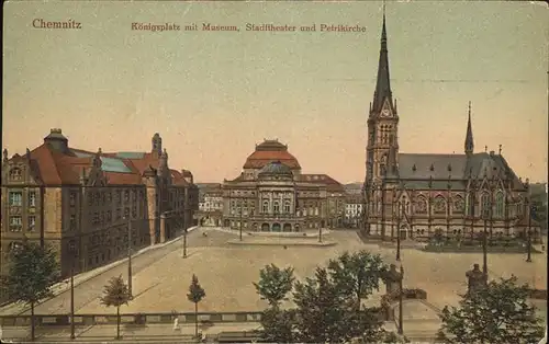 Chemnitz Koenigsplatz Museum Petrikirche Theater Kat. Chemnitz