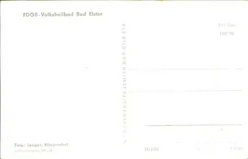 wz38164 Bad Elster Vogtland  Kategorie. Bad Elster Alte Ansichtskarten