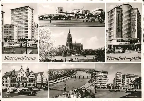 Frankfurt Main Roemer Flughafen Flugzeuge Juniorhaus Degussahaus Hauptwache Dom Autos Kat. Frankfurt am Main