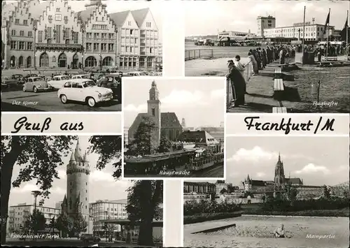 Frankfurt Main Hauptwache Roemer Eschenheimer Turm Flughafen Autos  Kat. Frankfurt am Main