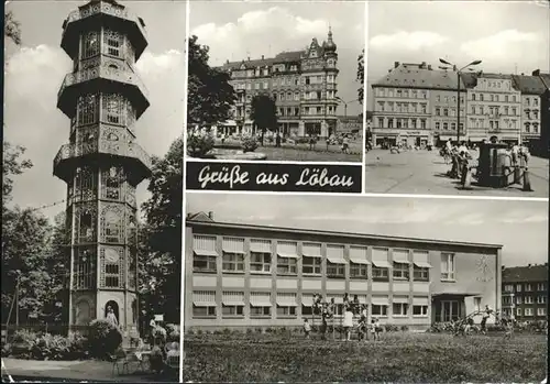 wz39270 Loebau Sachsen Turm Kindergarten Platz der Befreiung Kategorie. Loebau Alte Ansichtskarten