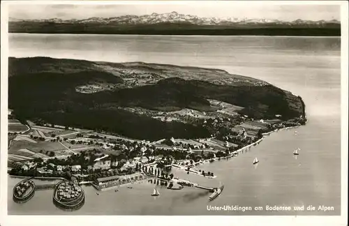 Unteruhldingen Bodensee Alpen Flugaufnahme Kat. Uhldingen-Muehlhofen