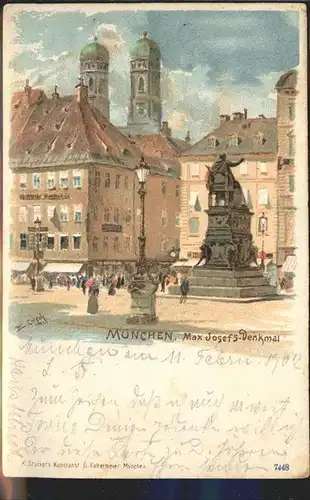 Muenchen Kuenstlerkarte Max Josefs Denkmal Kat. Muenchen