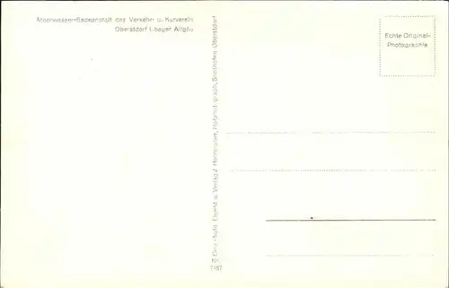 Oberstdorf Moorwasser Badeanstalt Verkehrs und Kurverein Kat. Oberstdorf
