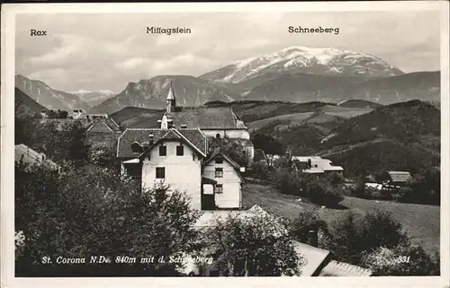 St Corona Wechsel Schneeberg Rax Mittagstein  Kat. St. Corona am Wechsel