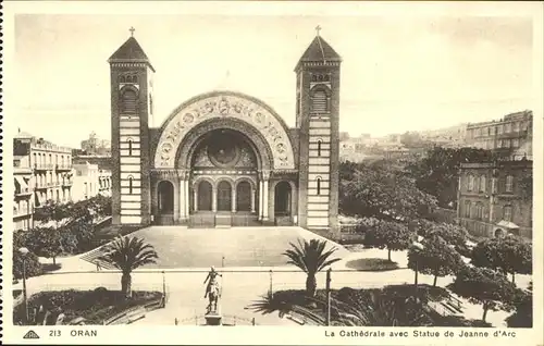 Oran Algerie La Cathedrale avec Statue de Jeanne d Arc Reiterdenkmal Kat. Oran