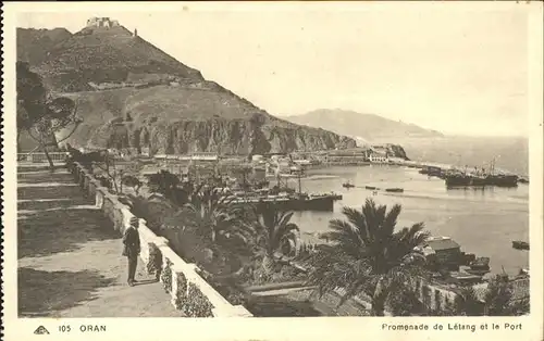 Oran Algerie Promenade de Letang et le Port Hafen Schiffe Kat. Oran