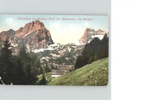 Hinterstoder Polsteralm am Grossen Priel mit Spitzmauer und Brodfall Totes Gebirge Kat. Hinterstoder