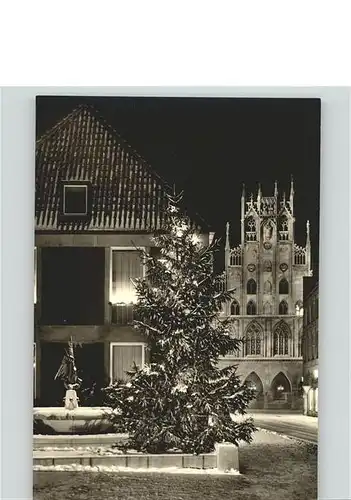 Muenster Westfalen Michaelisbrunnen Rathaus in der Weihnachtszeit Kat. Muenster