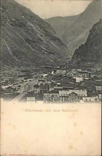 Goeschenen Panorama mit Bahnhof Reusstal Kat. Goeschenen