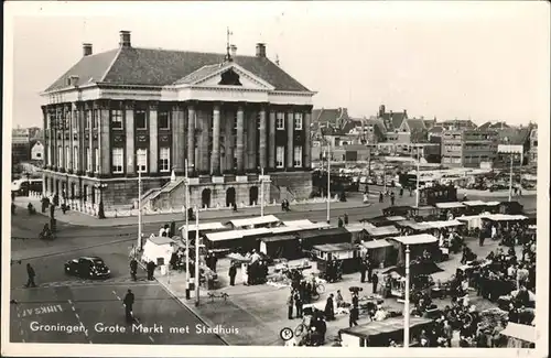 Groningen Grote Markt met Stadhuis Kat. Groningen