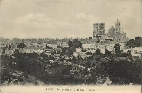 Laon Aisne Vue generale du sud Cathedrale Feldpost