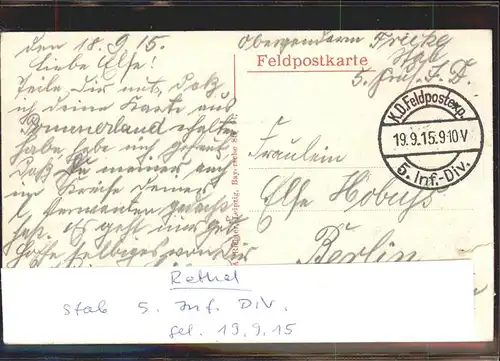 Rethel Ardennes Feldzug 1914 1915 Truemmer Kirche Feldpost