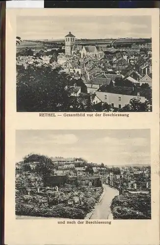 Rethel Ardennes Gesamtbilder vor und nach der Beschiessung