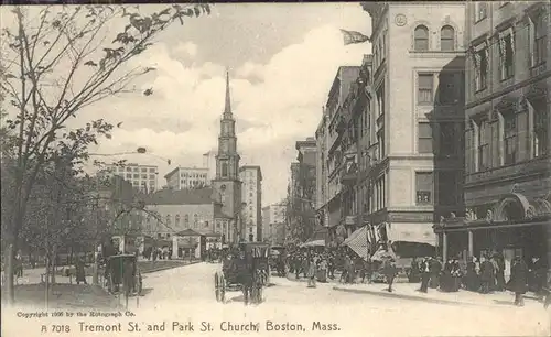 Boston Massachusetts Tremont St. Park St. Church Kat. Boston
