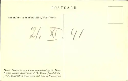 Mount Vernon Virginia The Mount Vernon Masion of Washington Kat. Mount Vernon