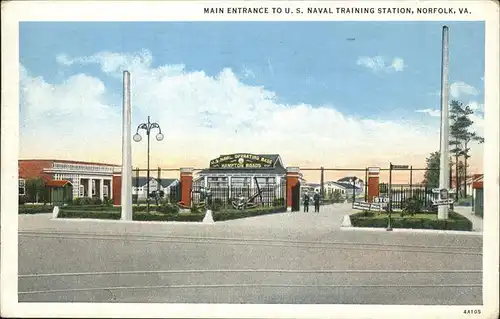 Norfolk Virginia Main Entrance to U.S. Naval Training Station Kat. Norfolk