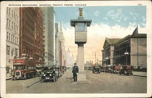 Chicago Illinois Michigan Boulevard Traffic Tower Kat. Chicago