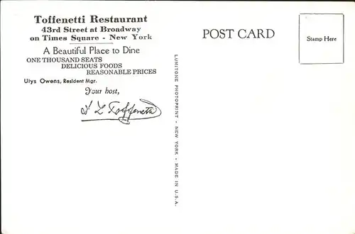 New York City Toffenetti Restaurant / New York /