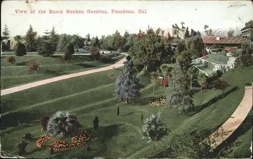 Pasadena California View of the Busch Sunken Gardens Kat. Pasadena